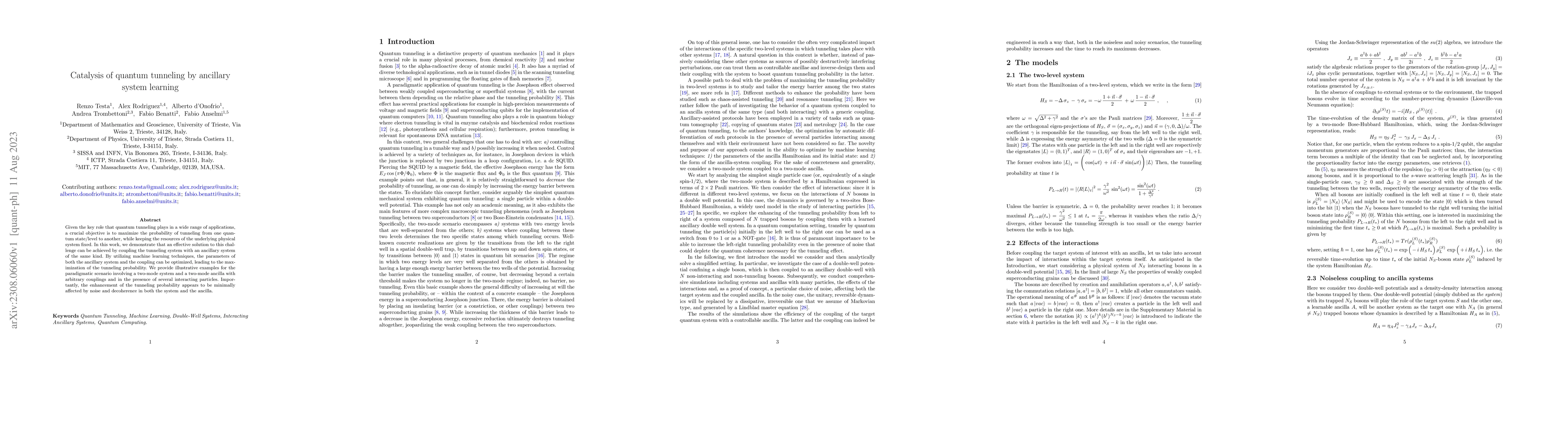 Thumbnail for Catalysis of quantum tunneling by ancillary system learning