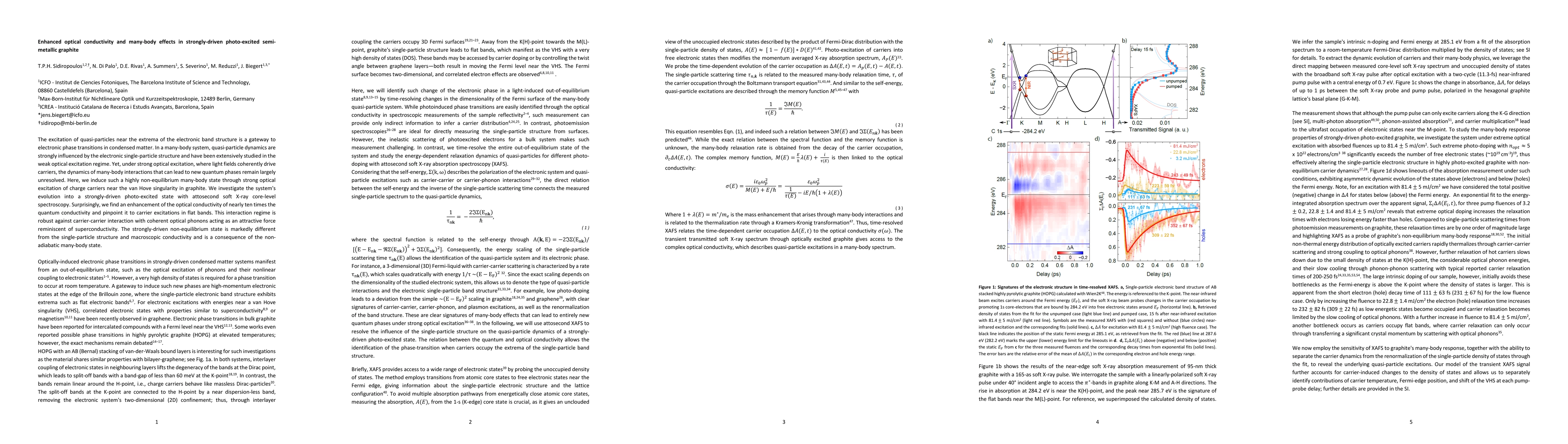 Thumbnail for Enhanced optical conductivity and many-body effects in strongly-driven
  photo-excited semi-metallic graphite