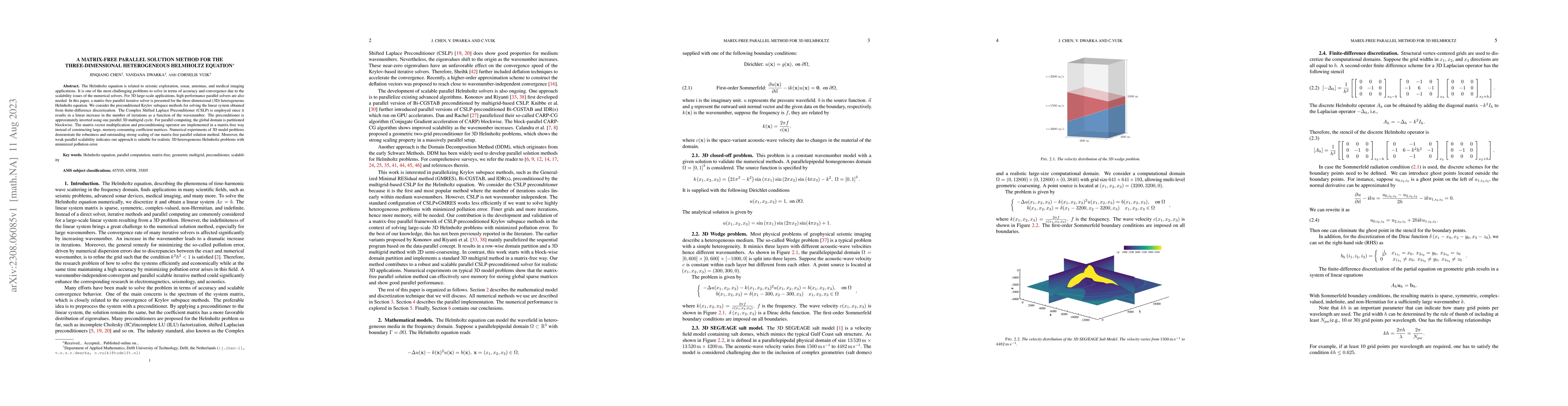Thumbnail for A matrix-free parallel solution method for the three-dimensional
  heterogeneous Helmholtz equation