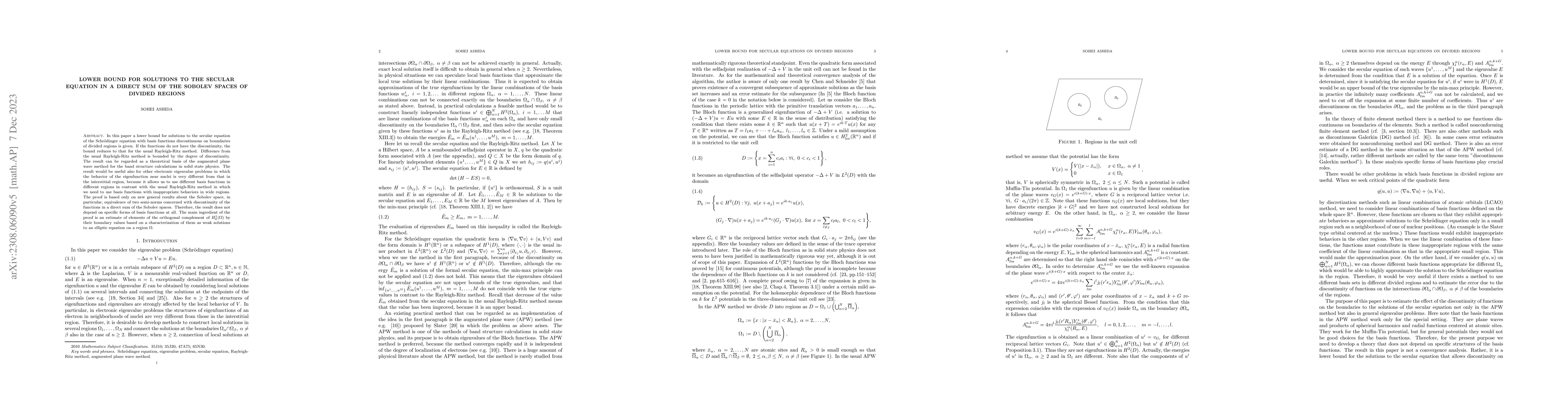 Thumbnail for Lower bound for solutions to the secular equation in a direct sum of the
  Sobolev spaces of divided regions