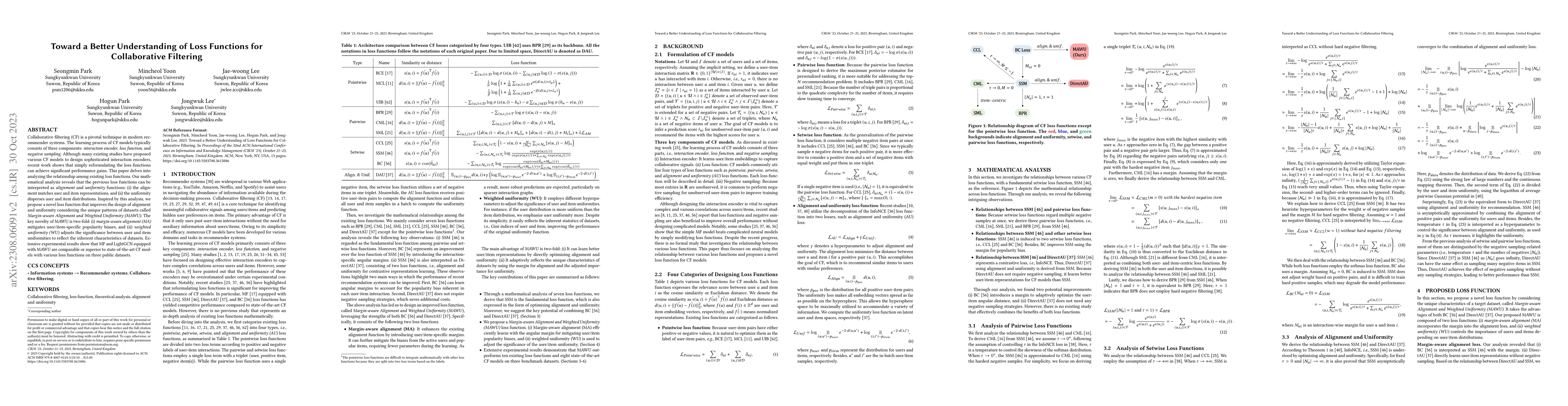 Thumbnail for Toward a Better Understanding of Loss Functions for Collaborative
  Filtering