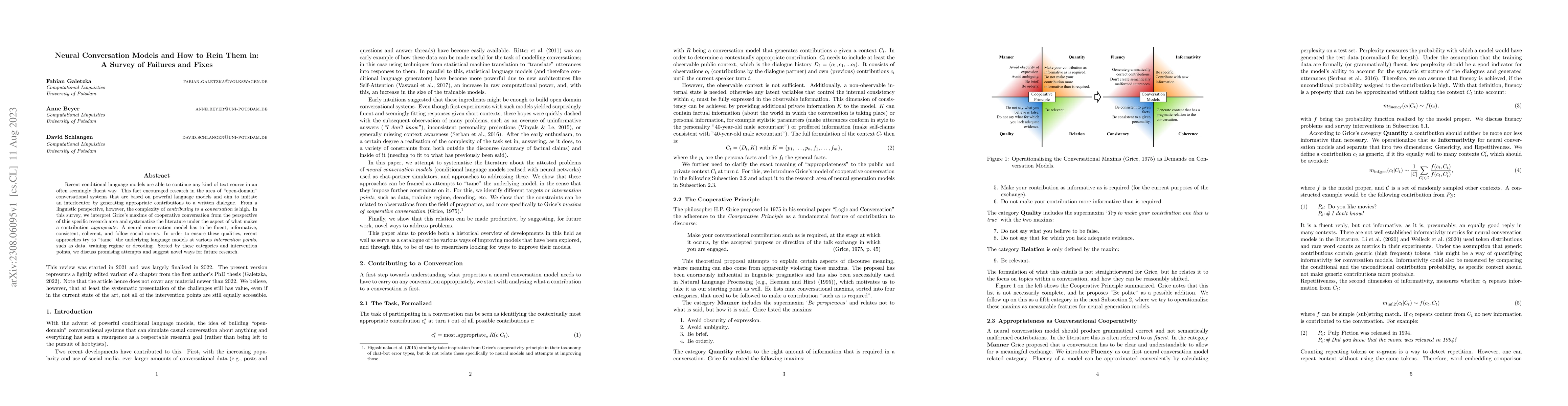 Thumbnail for Neural Conversation Models and How to Rein Them in: A Survey of Failures
  and Fixes