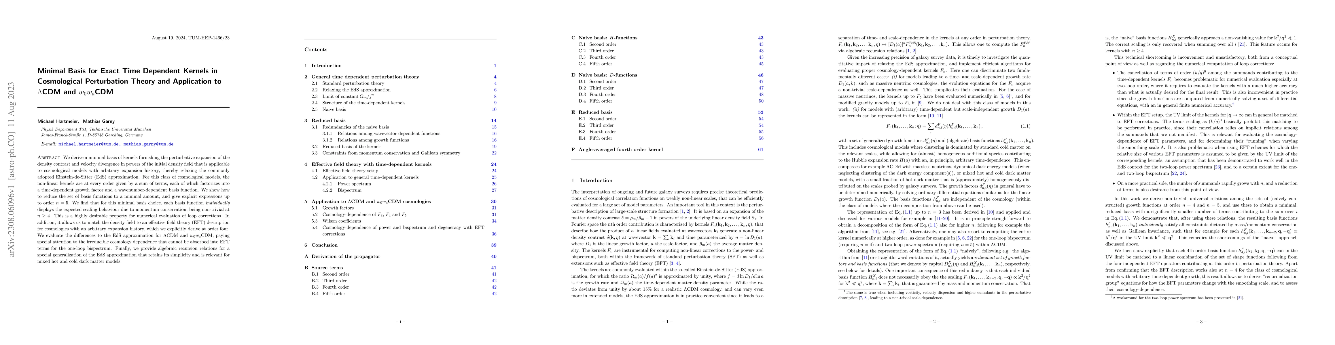 Thumbnail for Minimal Basis for Exact Time Dependent Kernels in Cosmological
  Perturbation Theory and Application to $\Lambda$CDM and $w_0w_a$CDM