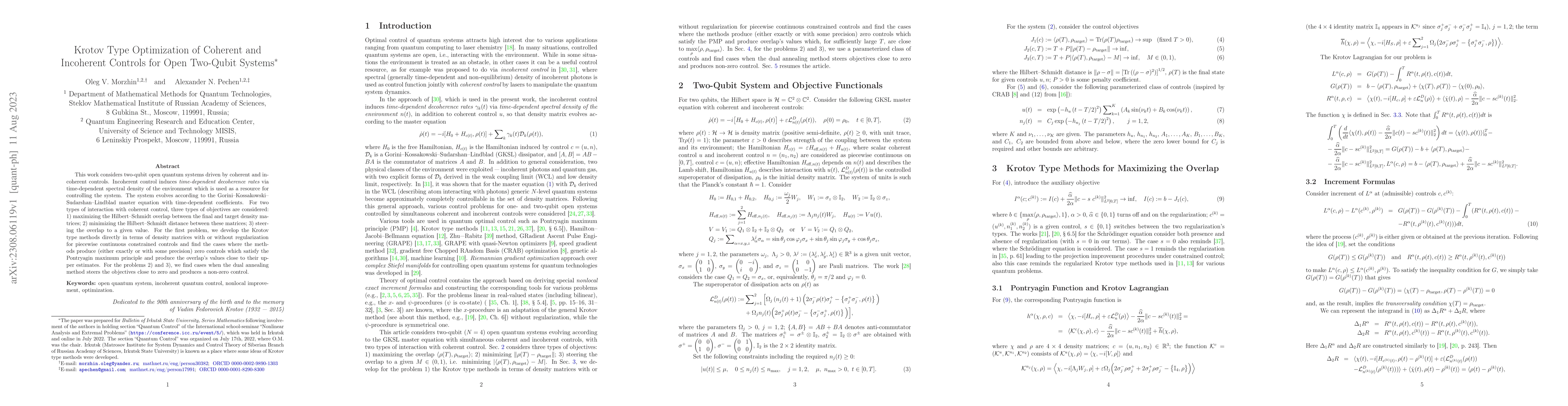Thumbnail for Krotov Type Optimization of Coherent and Incoherent Controls for Open
  Two-Qubit Systems