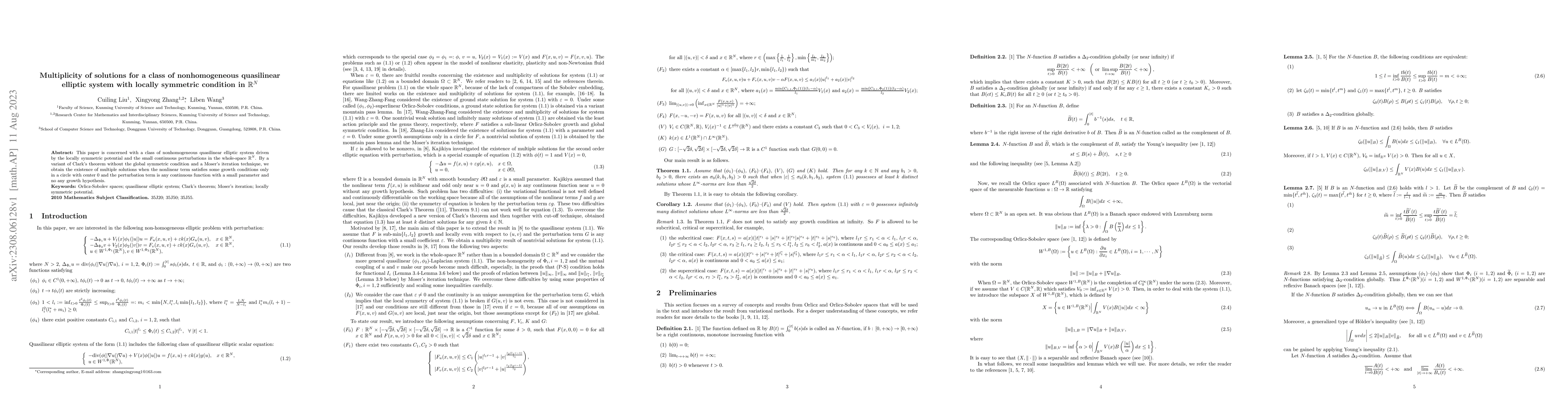 Thumbnail for Multiplicity of solutions for a class of nonhomogeneous quasilinear
  elliptic system with locally symmetric condition in $\mathbb{R}^N$