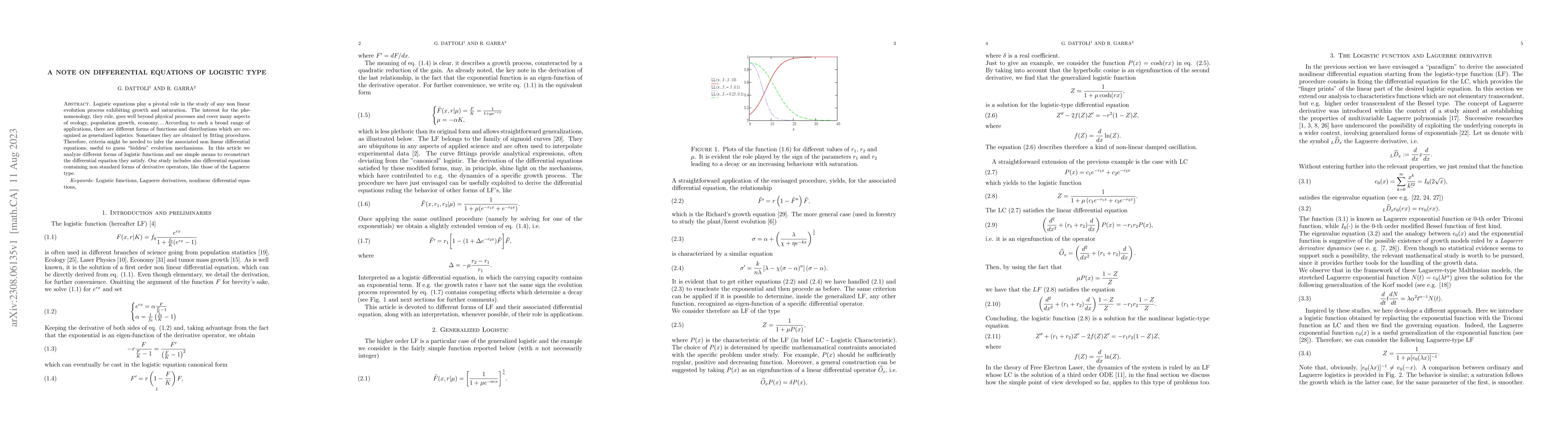 Thumbnail for A note on differential equations of logistic type