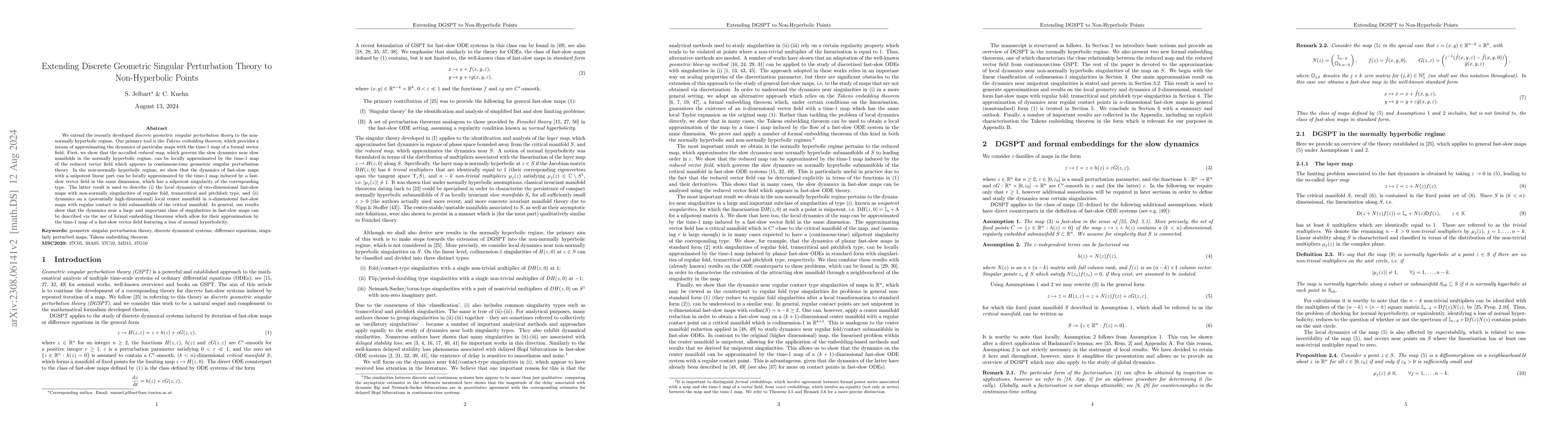 Thumbnail for Extending Discrete Geometric Singular Perturbation Theory to
  Non-Hyperbolic Points