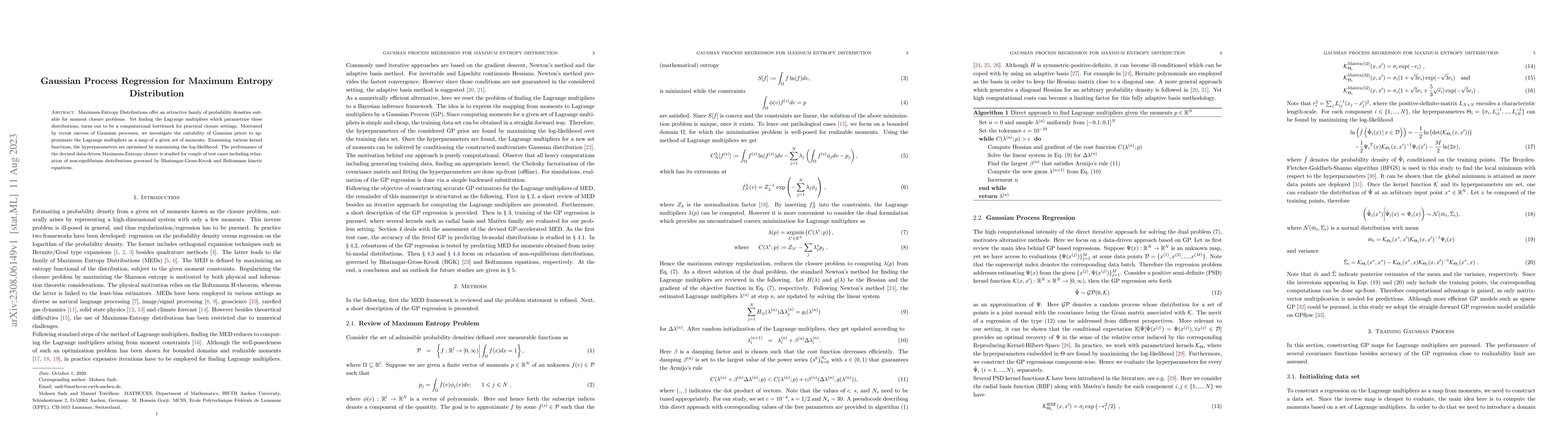 Thumbnail for Gaussian Process Regression for Maximum Entropy Distribution