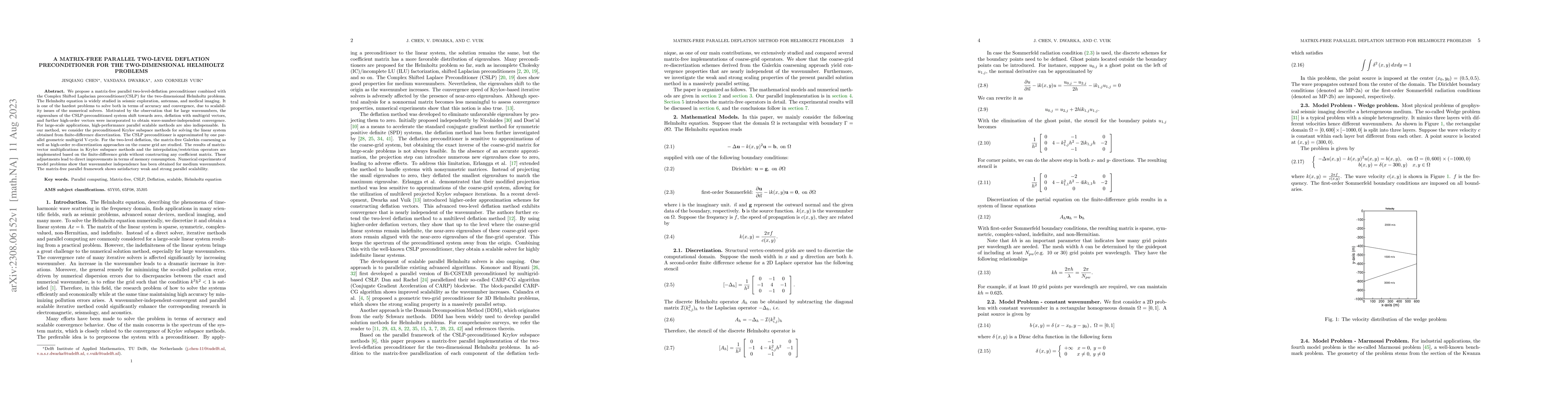 Thumbnail for A matrix-free parallel two-level deflation preconditioner for the
  two-dimensional Helmholtz problems