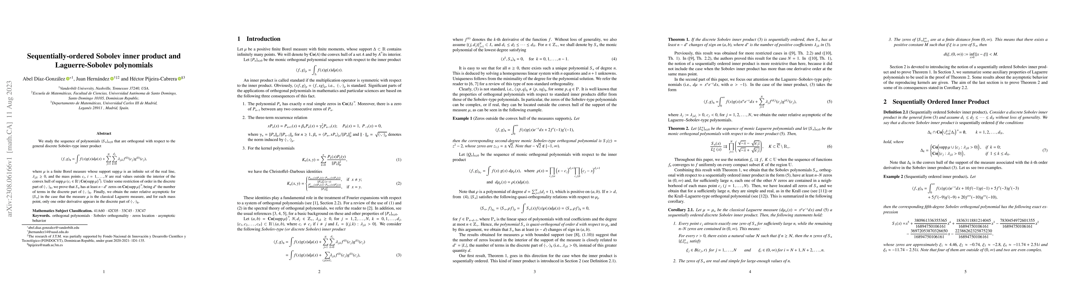 Thumbnail for Sequentially-ordered Sobolev inner product and Laguerre-Sobolev
  polynomials