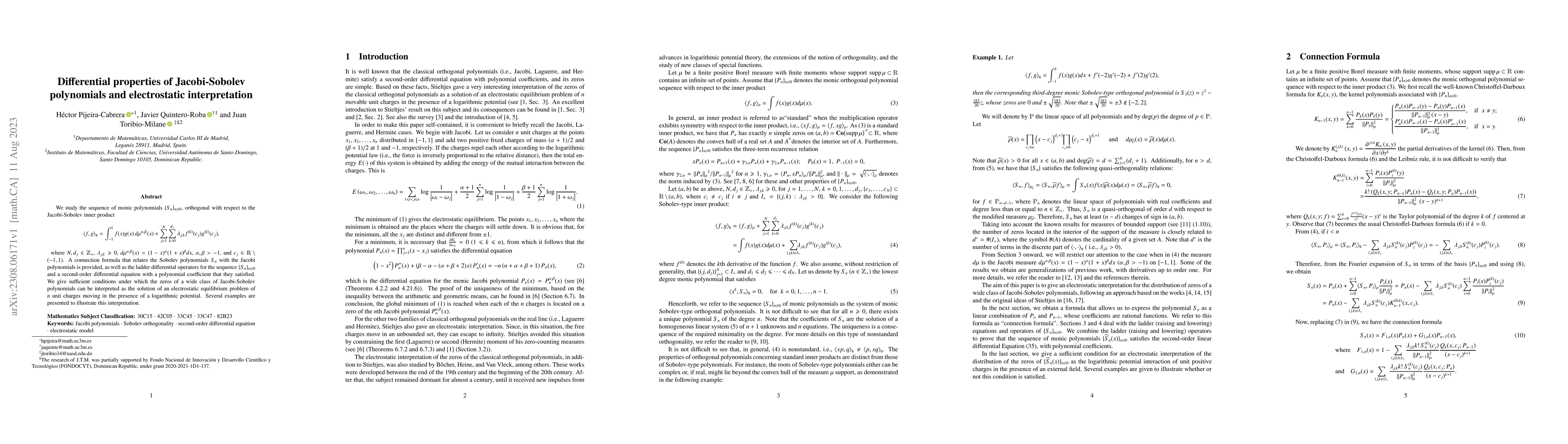 Thumbnail for Differential properties of Jacobi-Sobolev polynomials and electrostatic
  interpretation