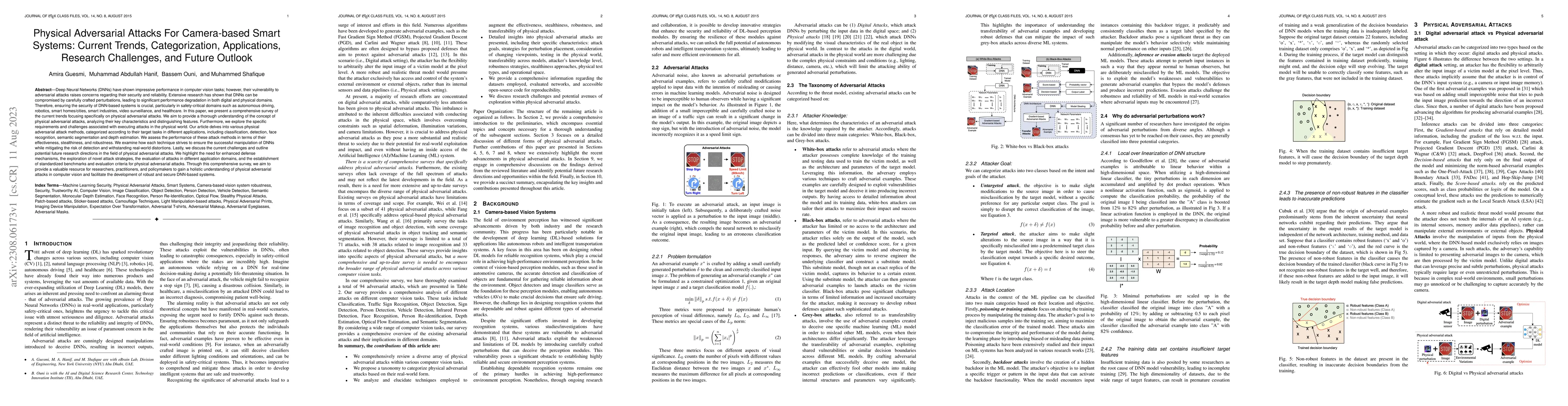 Thumbnail for Physical Adversarial Attacks For Camera-based Smart Systems: Current
  Trends, Categorization, Applications, Research Challenges, and Future Outlook