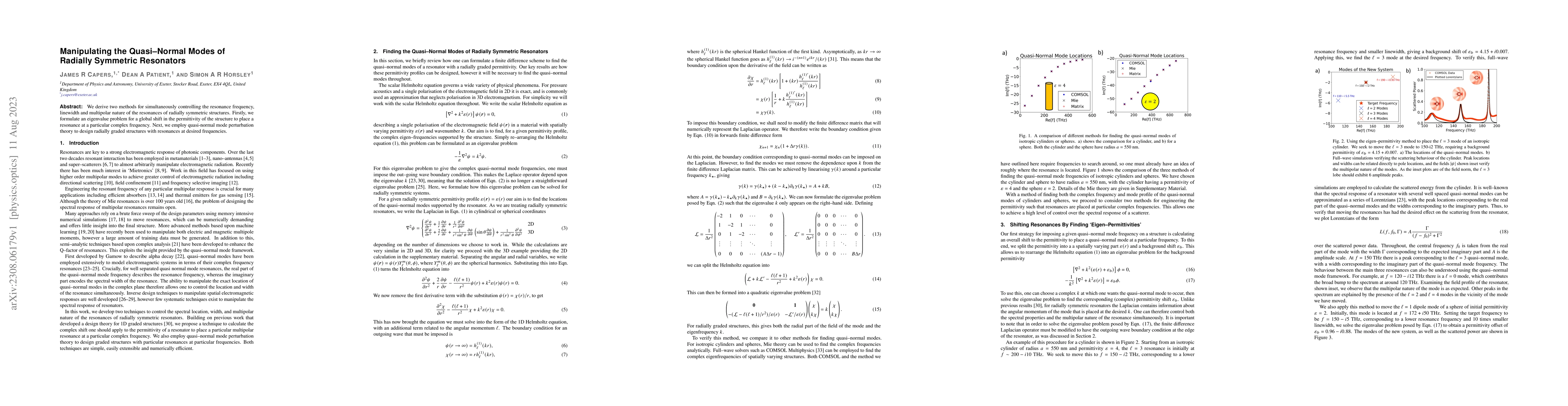 Thumbnail for Manipulating the Quasi-Normal Modes of Radially Symmetric Resonators