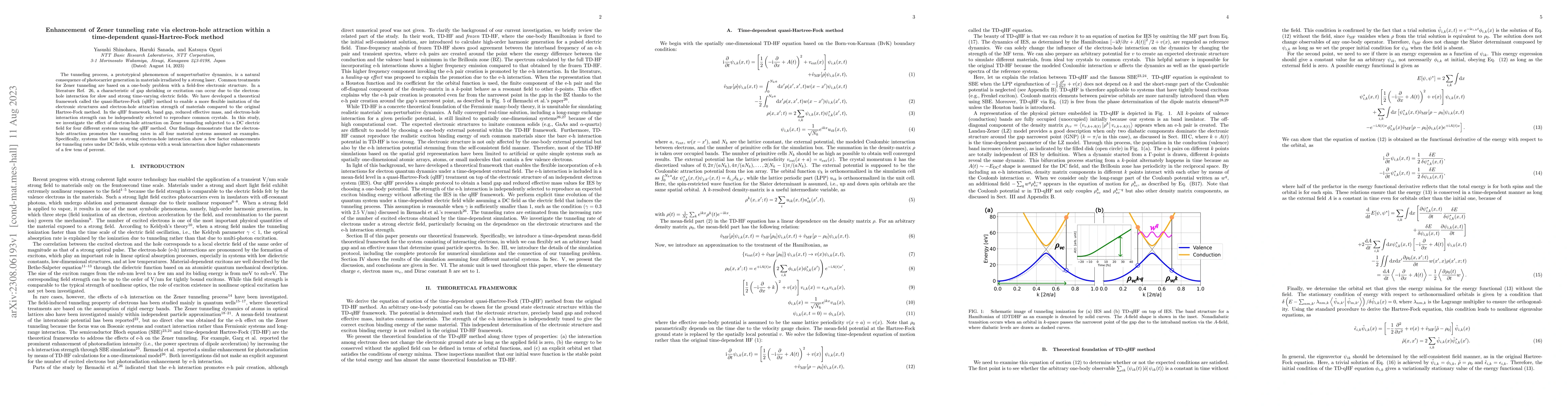 Thumbnail for Enhancement of Zener tunneling rate via electron-hole attraction within
  a time-dependent quasi-Hartree-Fock method