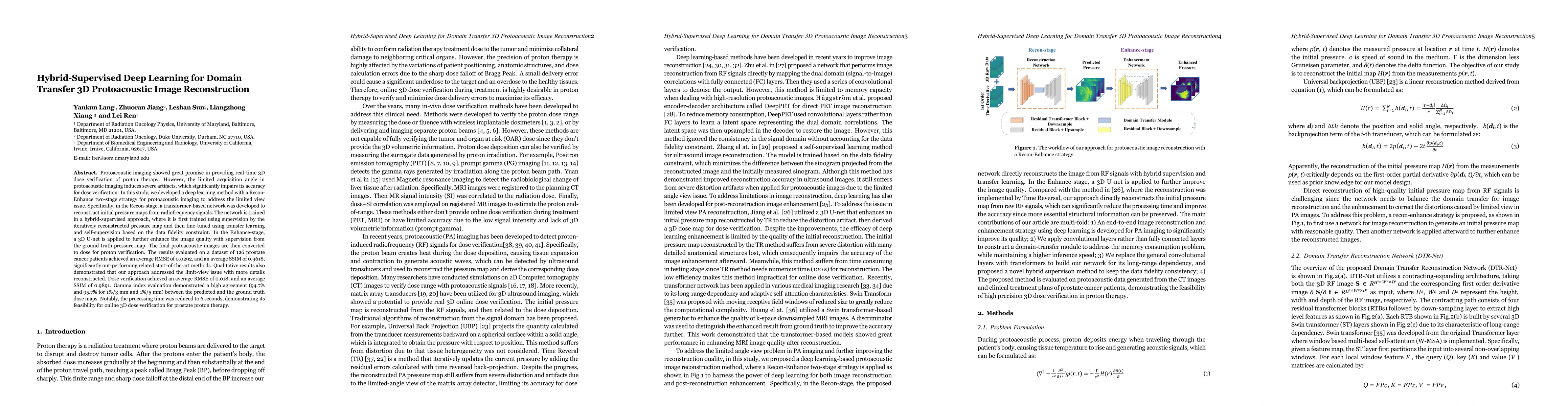 Thumbnail for Hybrid-Supervised Deep Learning for Domain Transfer 3D Protoacoustic
  Image Reconstruction