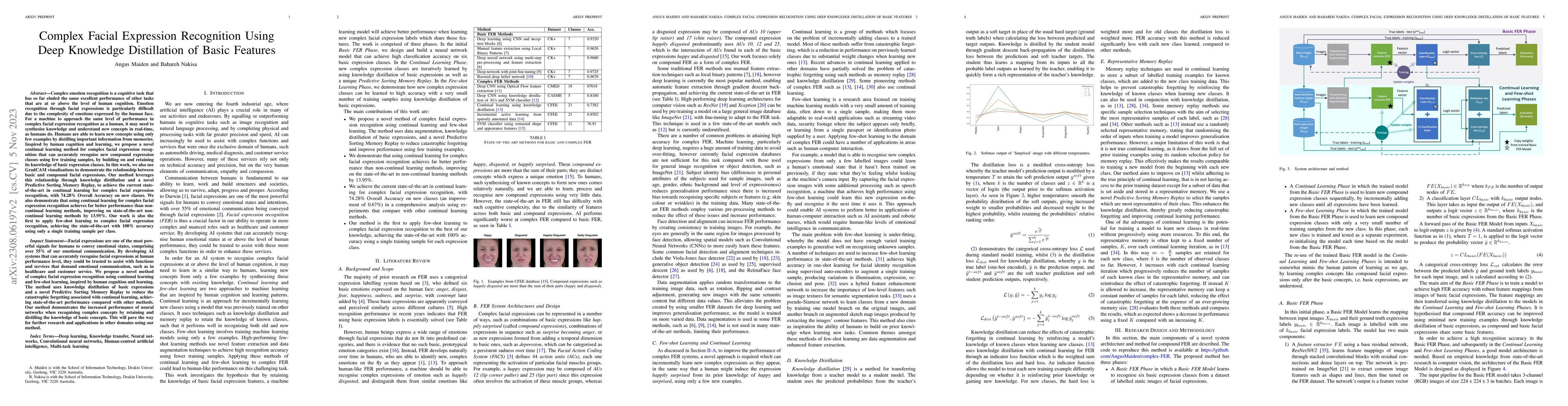 Thumbnail for Complex Facial Expression Recognition Using Deep Knowledge Distillation
  of Basic Features