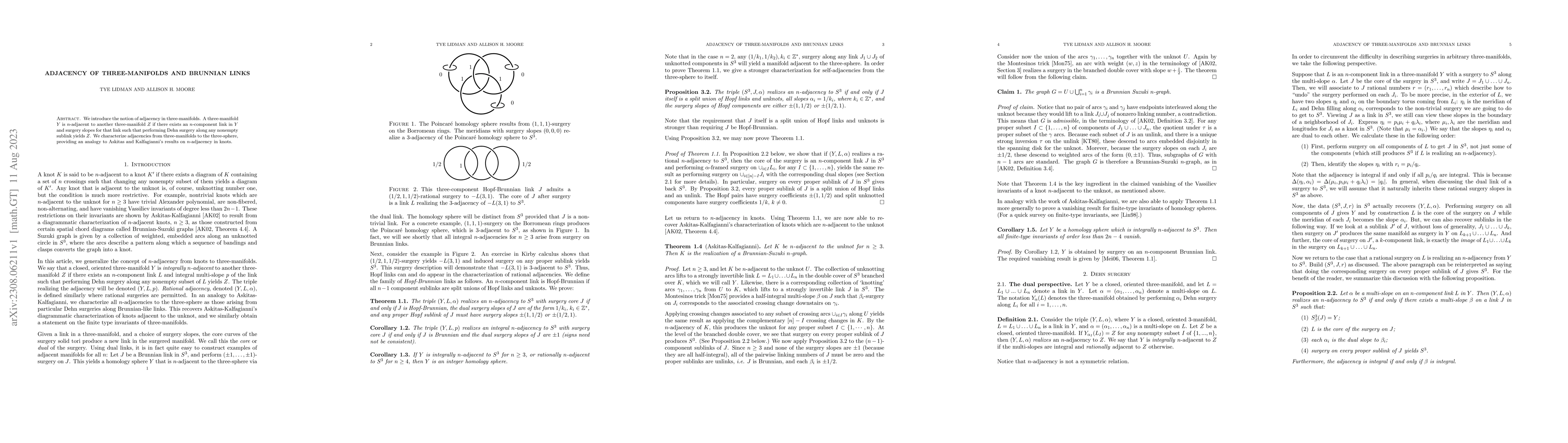 Thumbnail for Adjacency of three-manifolds and Brunnian links