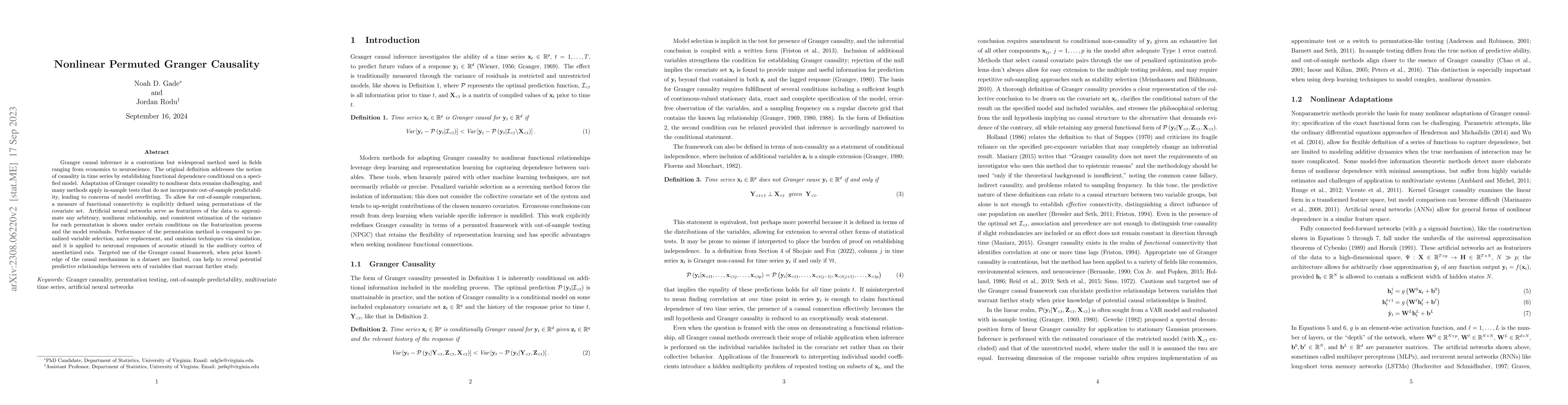 Thumbnail for Nonlinear Permuted Granger Causality
