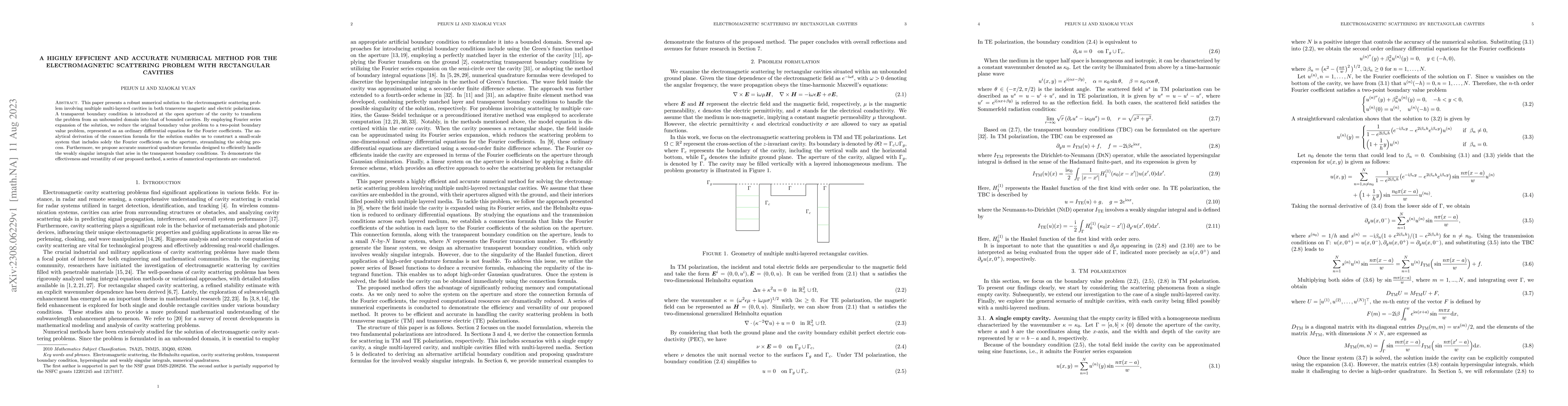 Thumbnail for A highly efficient and accurate numerical method for the electromagnetic
  scattering problem with rectangular cavities