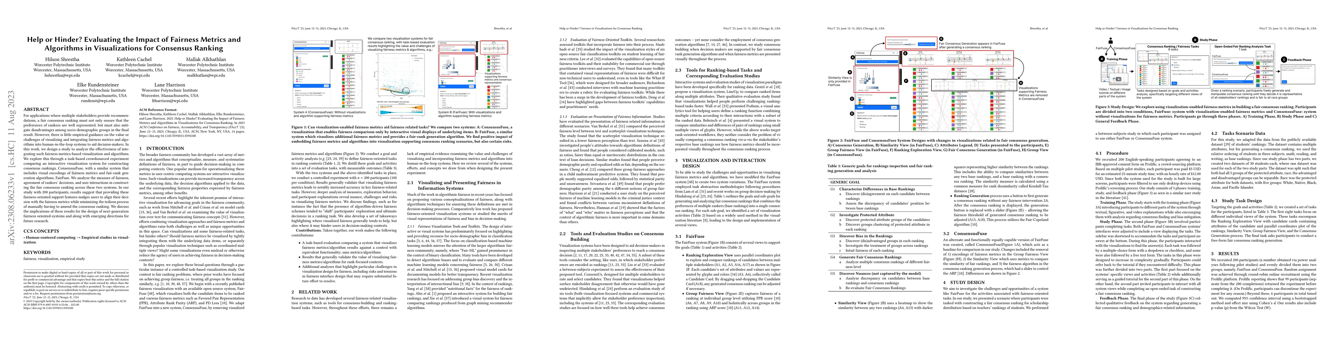 Thumbnail for Help or Hinder? Evaluating the Impact of Fairness Metrics and Algorithms
  in Visualizations for Consensus Ranking