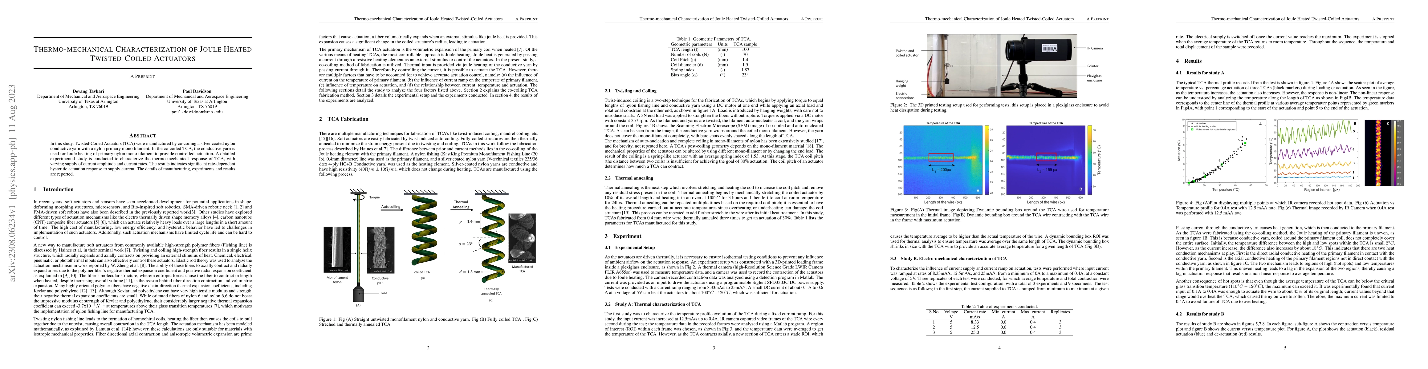 Thumbnail for Thermo-mechanical Characterization of Joule Heated Twisted-Coiled
  Actuators