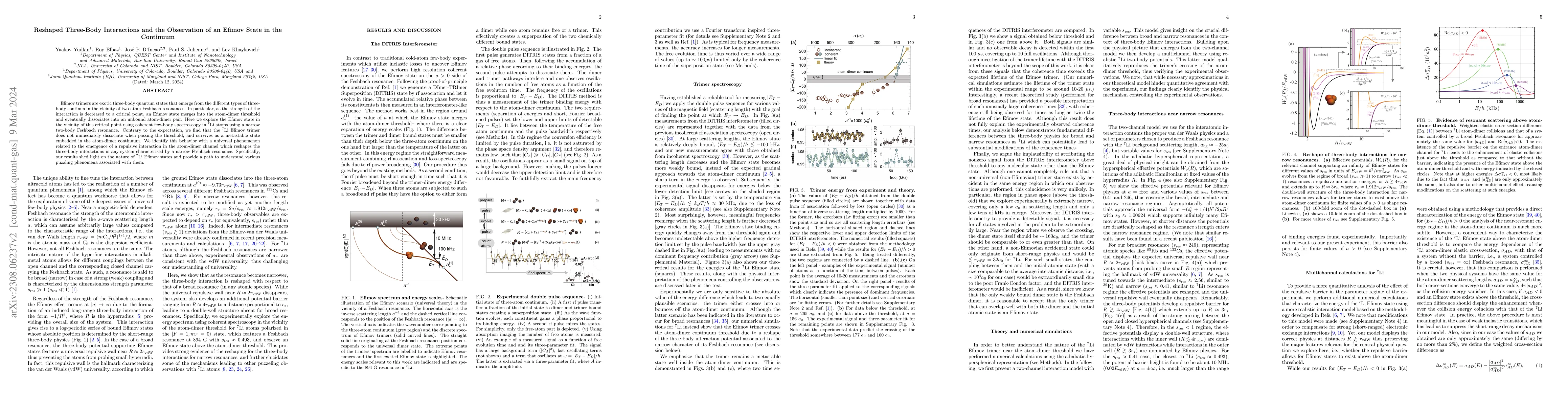 Thumbnail for Reshaped Three-Body Interactions and the Observation of an Efimov State
  in the Continuum