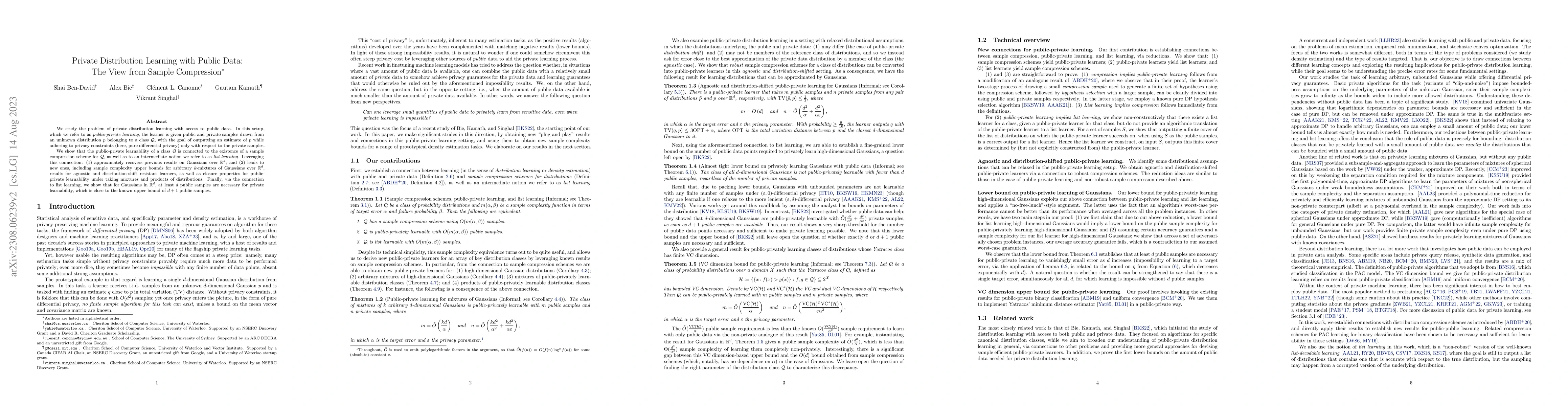 Thumbnail for Private Distribution Learning with Public Data: The View from Sample
  Compression