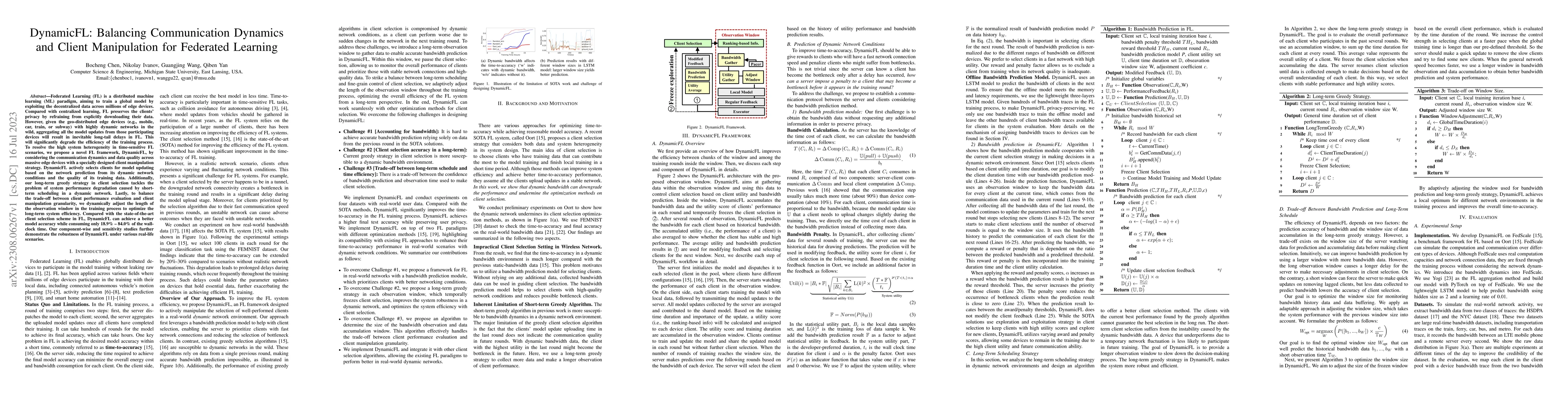 Thumbnail for DynamicFL: Balancing Communication Dynamics and Client Manipulation for
  Federated Learning