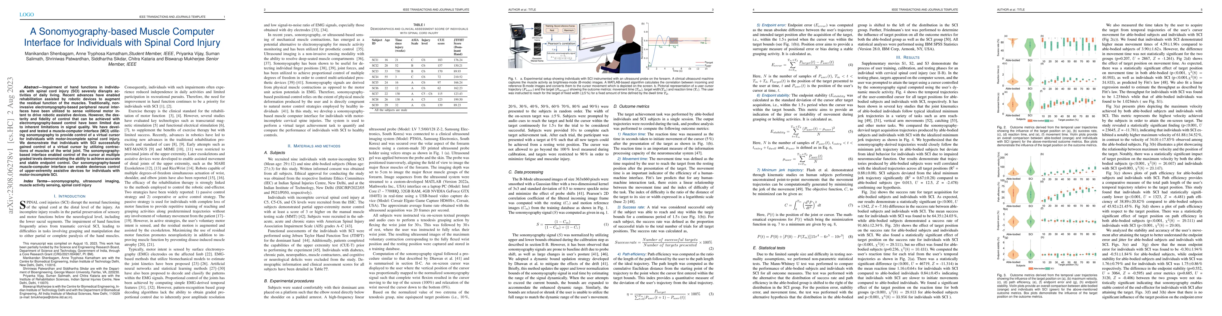 Thumbnail for A Sonomyography-based Muscle Computer Interface for Individuals with
  Spinal Cord Injury