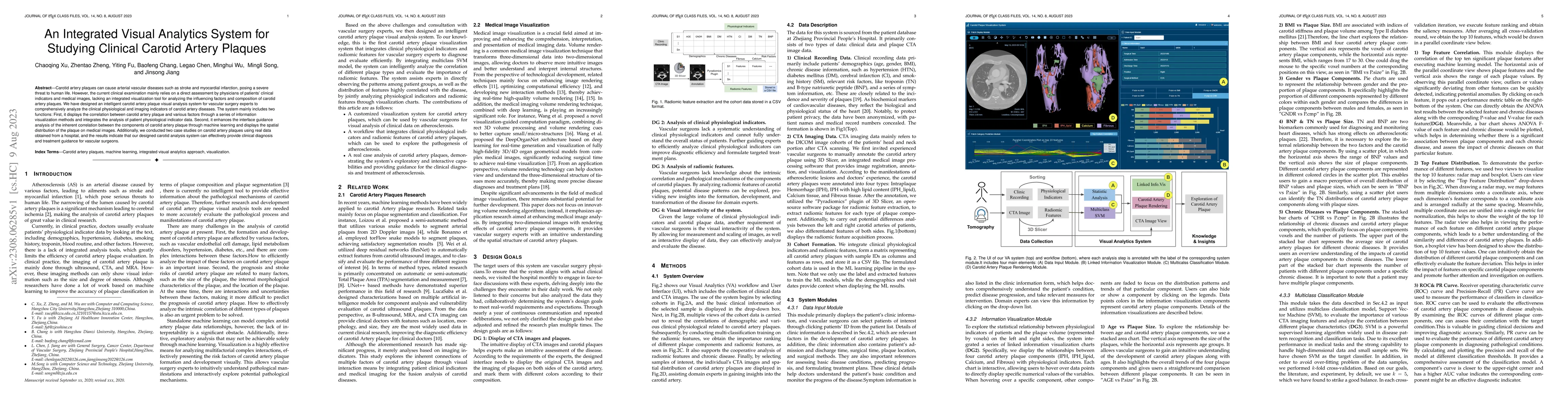 Thumbnail for An Integrated Visual Analytics System for Studying Clinical Carotid
  Artery Plaques