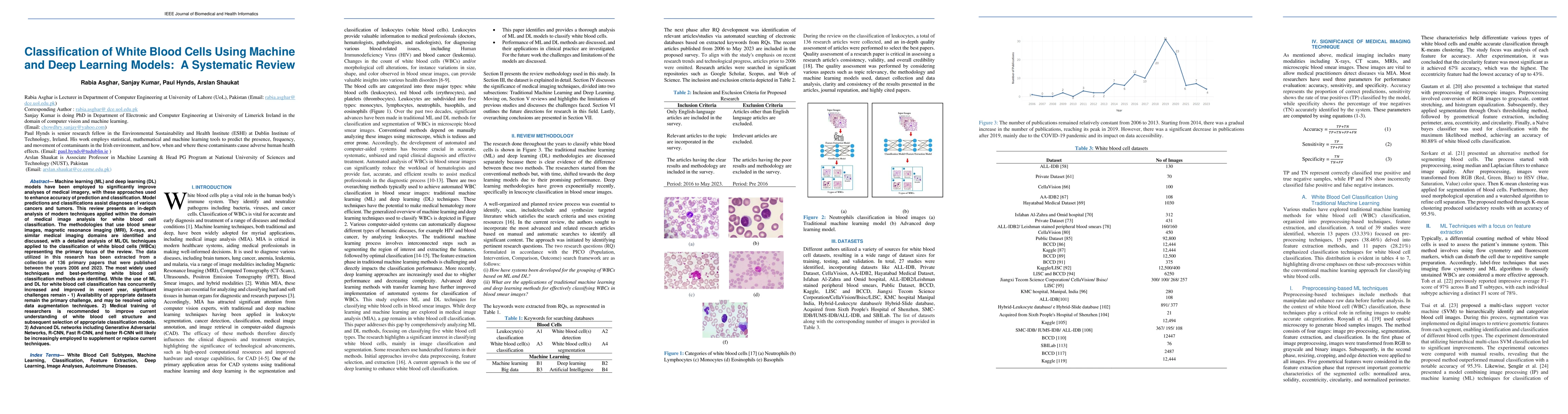 Thumbnail for Classification of White Blood Cells Using Machine and Deep Learning
  Models: A Systematic Review
