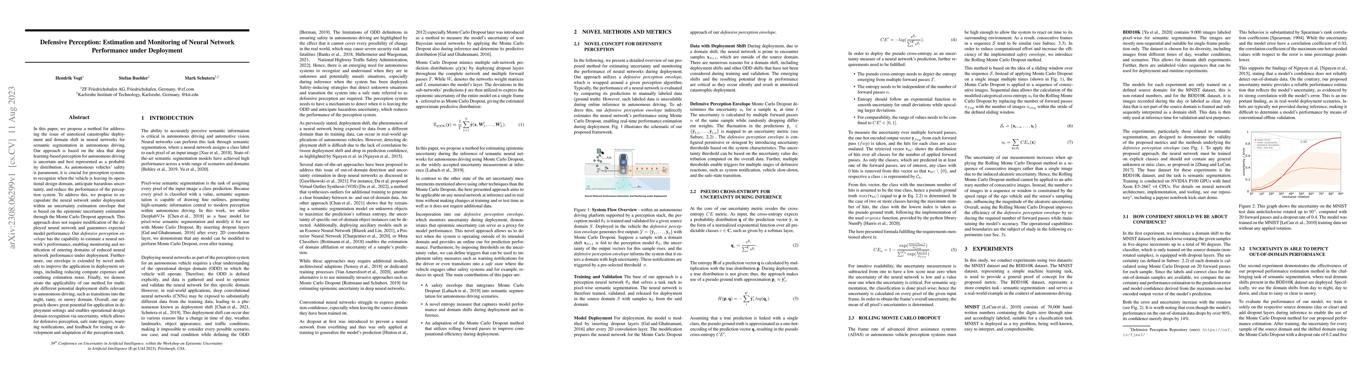 Thumbnail for Defensive Perception: Estimation and Monitoring of Neural Network
  Performance under Deployment