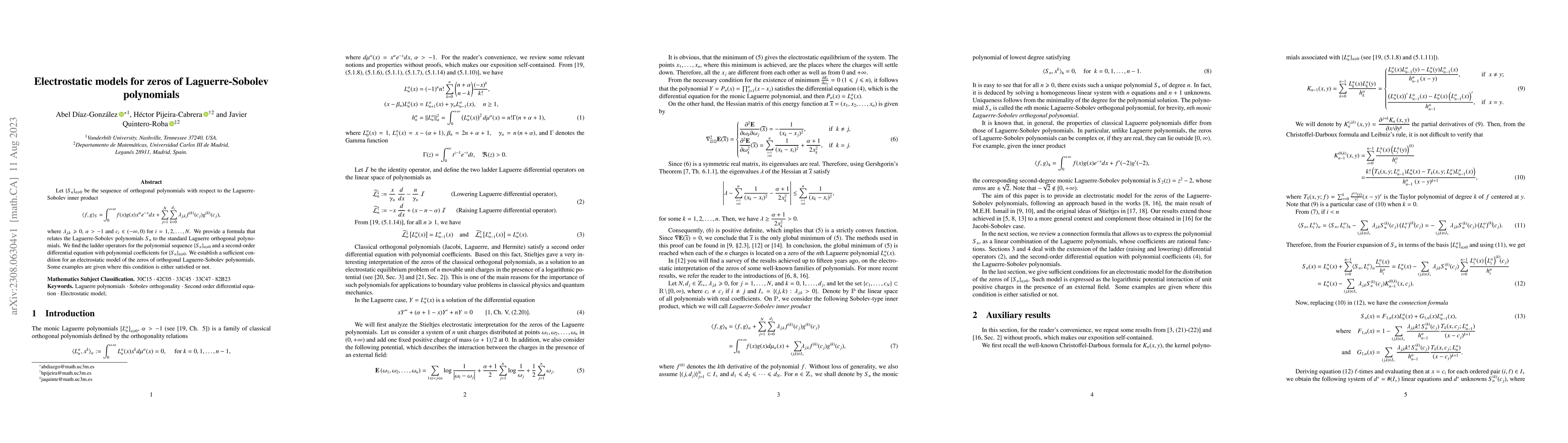 Thumbnail for Electrostatic models for zeros of Laguerre-Sobolev polynomials