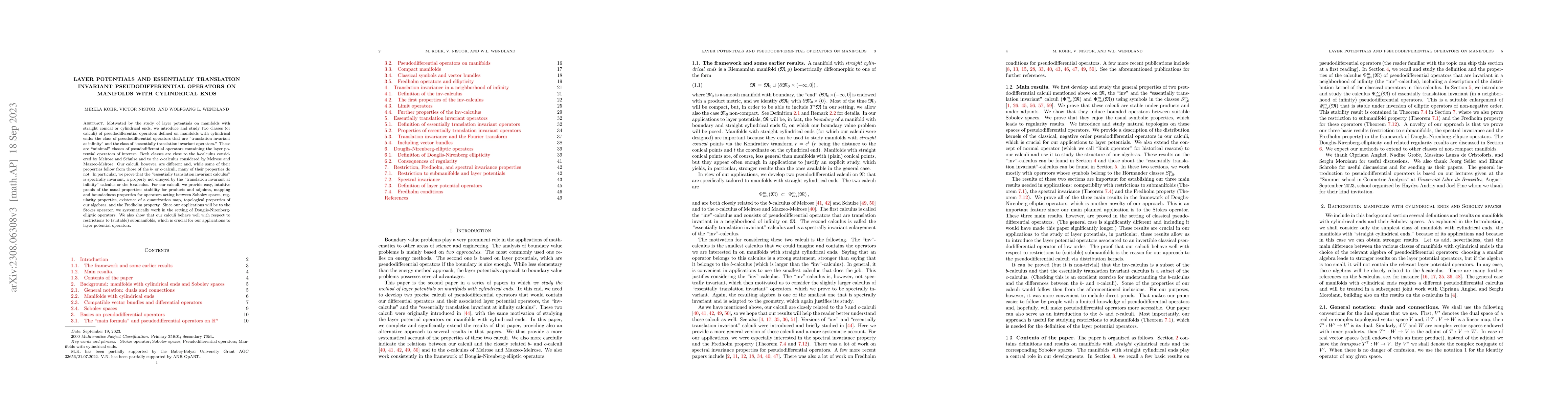 Thumbnail for Layer potentials and essentially translation invariant
  pseudodifferential operators on manifolds with cylindrical ends