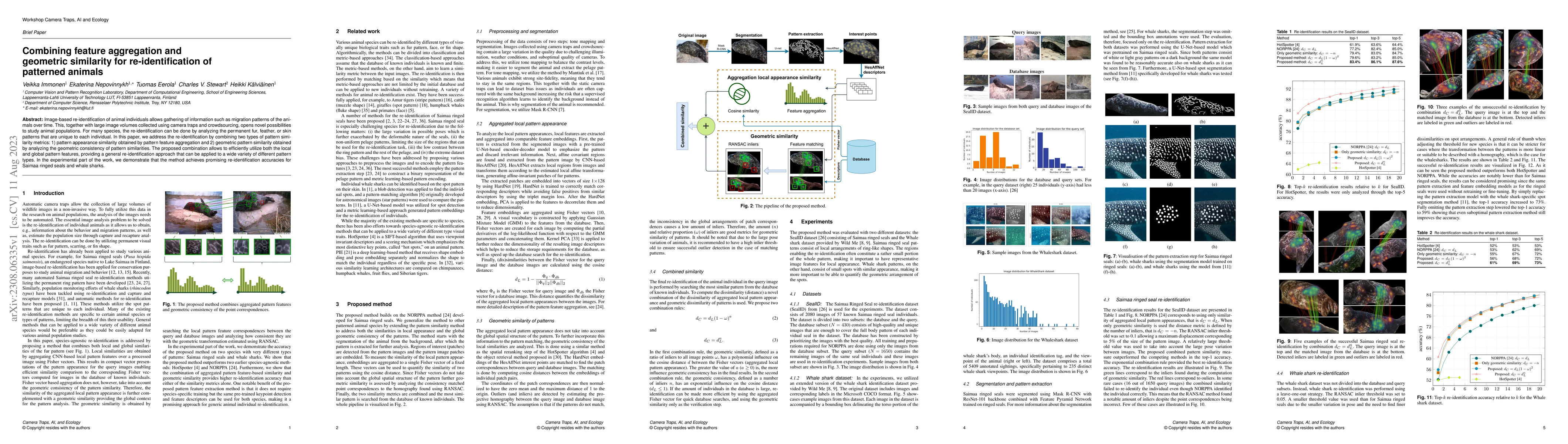 Thumbnail for Combining feature aggregation and geometric similarity for
  re-identification of patterned animals