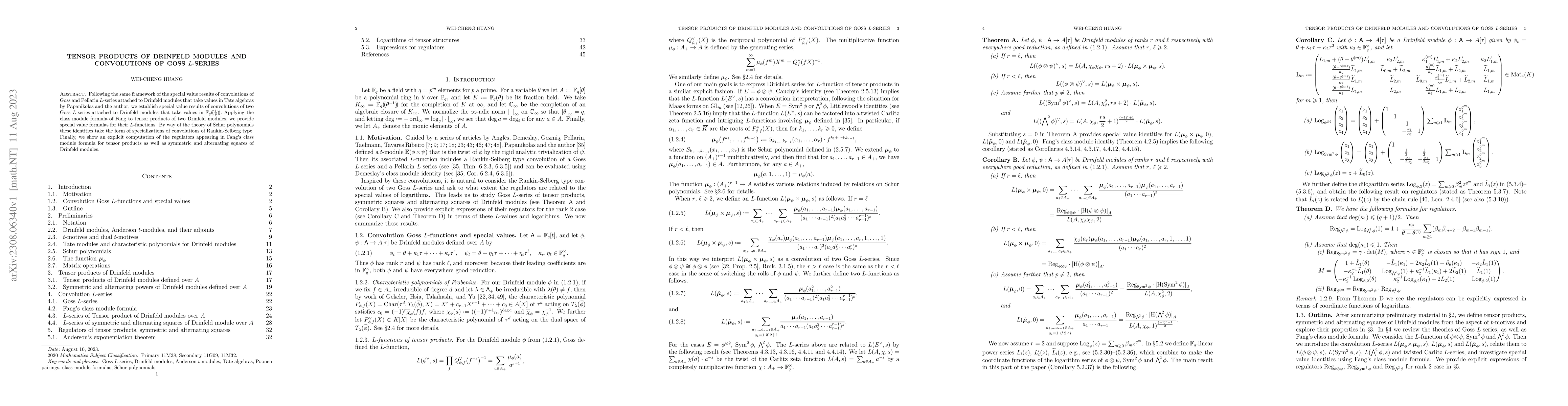 Thumbnail for Tensor products of Drinfeld modules and convolutions of Goss $L$-series