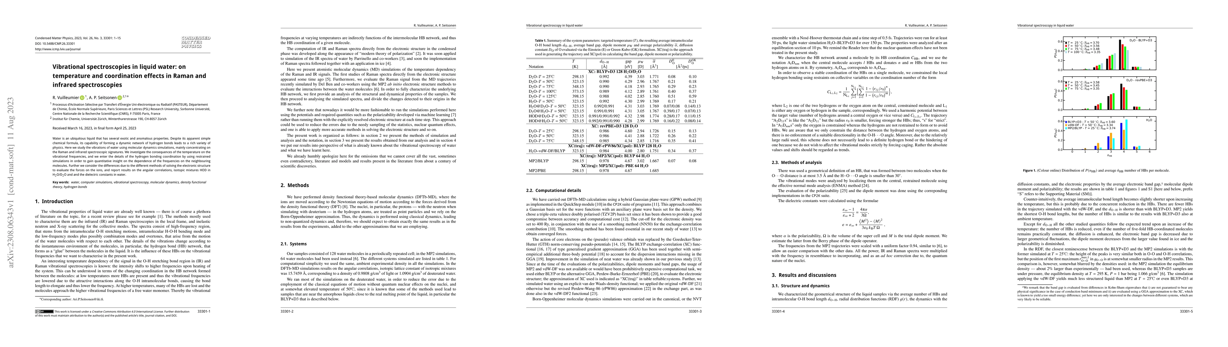 Thumbnail for Vibrational spectroscopies in liquid water: on temperature and
  coordination effects in Raman and infrared spectroscopies