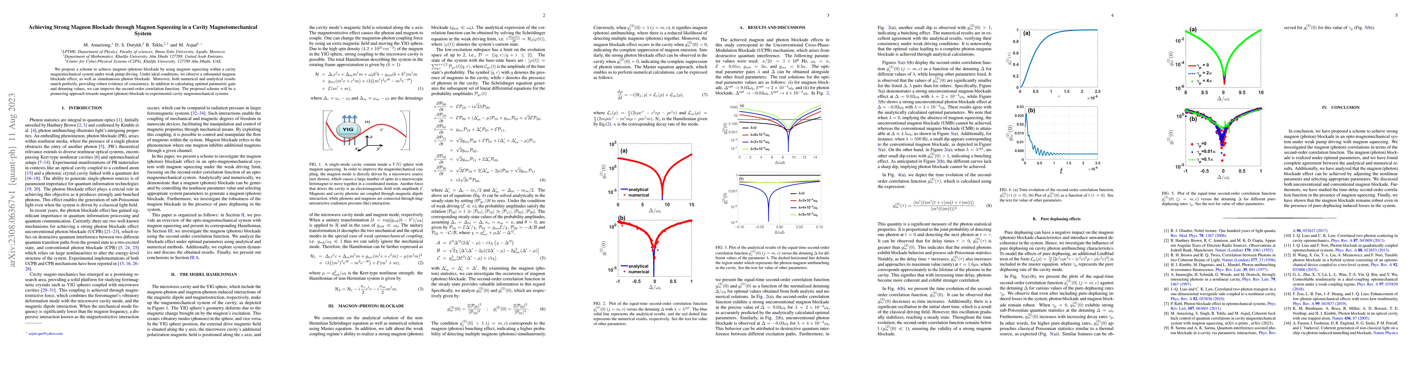 Thumbnail for Achieving Strong Magnon Blockade through Magnon Squeezing in a Cavity
  Magnetomechanical System