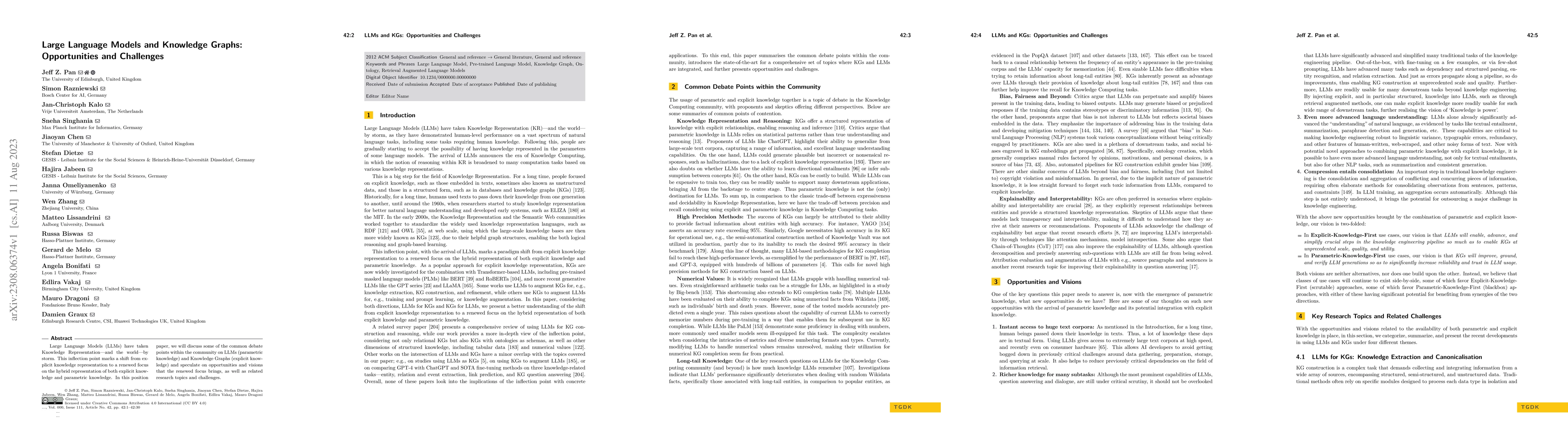 Thumbnail for Large Language Models and Knowledge Graphs: Opportunities and Challenges