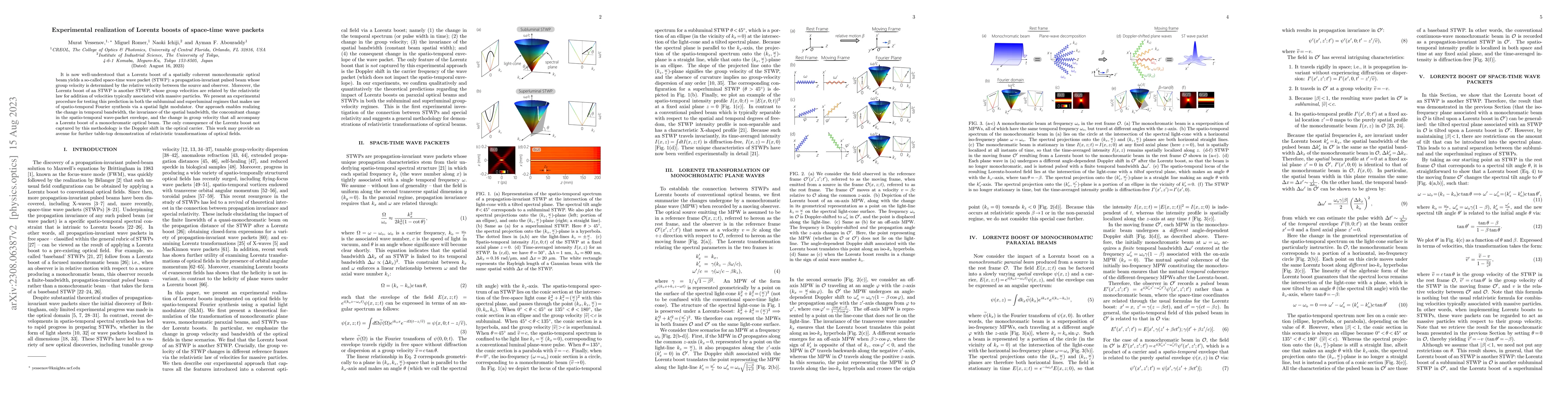 Thumbnail for Experimental realization of Lorentz boosts of space-time wave packets