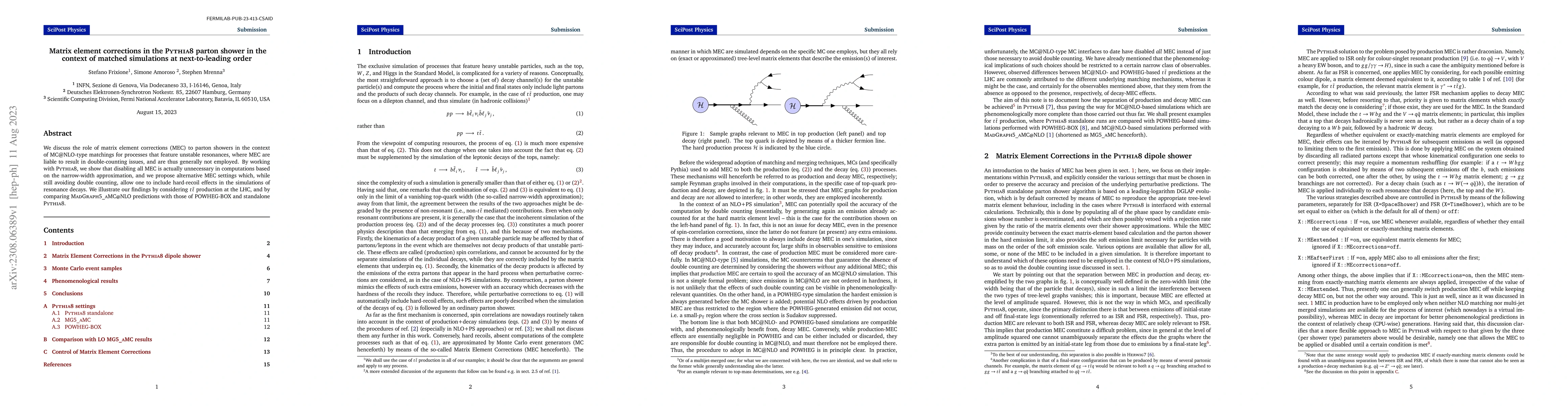 Thumbnail for Matrix element corrections in the Pythia8 parton shower in the context
  of matched simulations at next-to-leading order