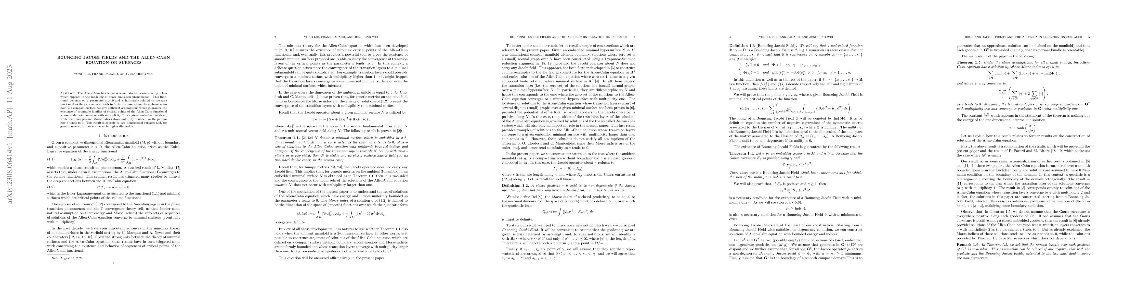 Thumbnail for Bouncing Jacobi fields and the Allen-Cahn equation on surfaces
