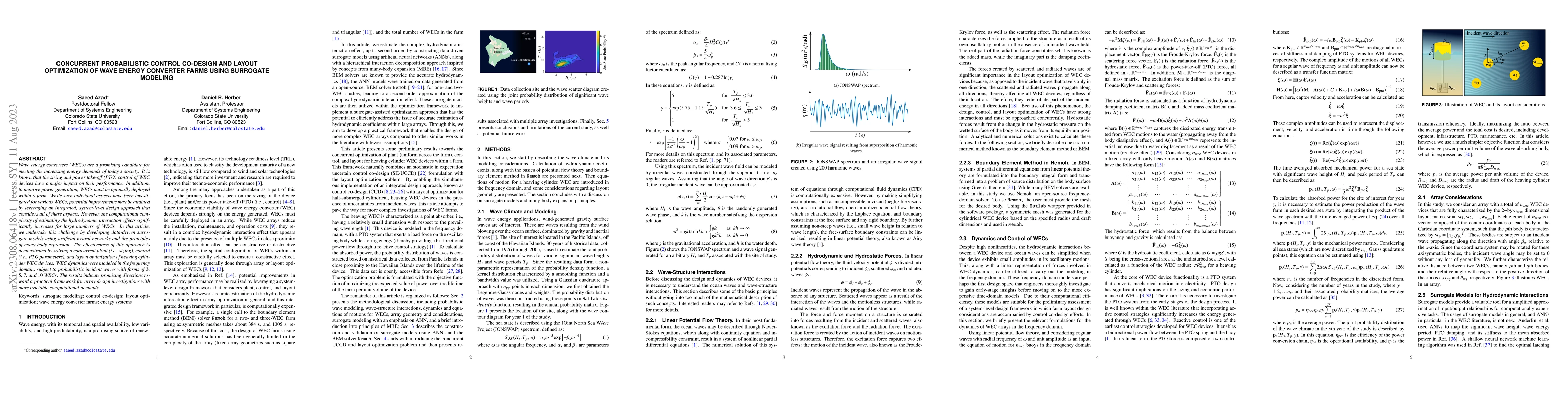 Thumbnail for Concurrent Probabilistic Control Co-Design and Layout Optimization of
  Wave Energy Converter Farms using Surrogate Modeling