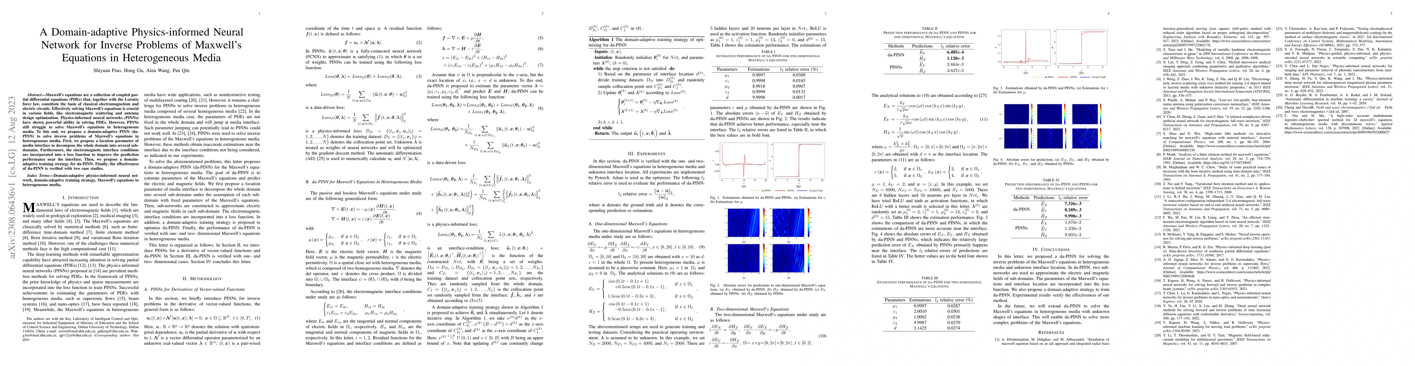 Thumbnail for A Domain-adaptive Physics-informed Neural Network for Inverse Problems
  of Maxwell's Equations in Heterogeneous Media
