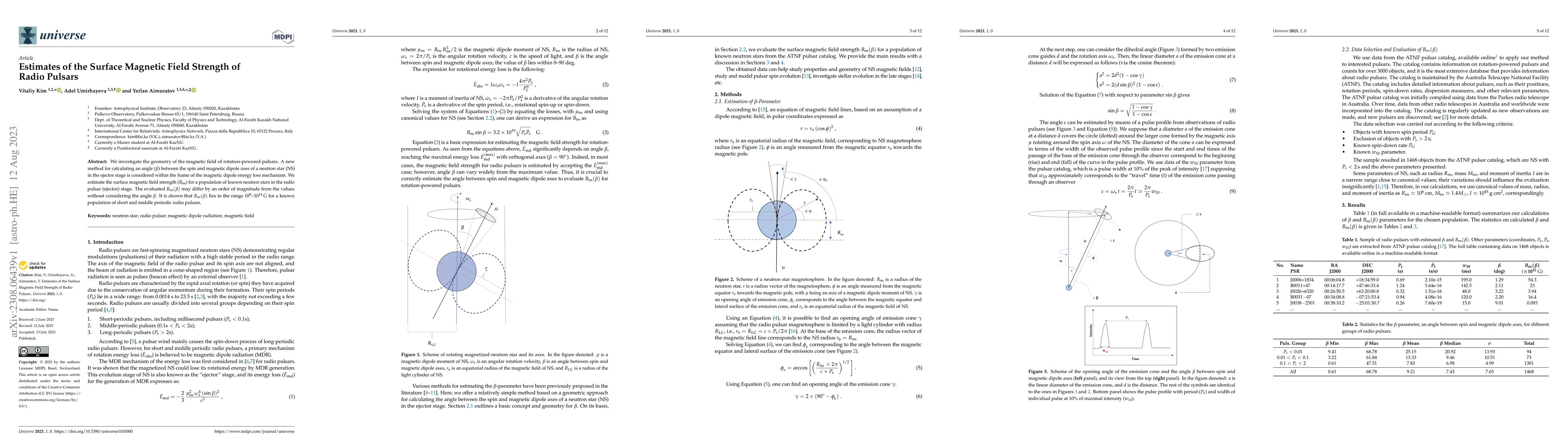 Thumbnail for Estimates of the Surface Magnetic Field Strength of Radio Pulsars