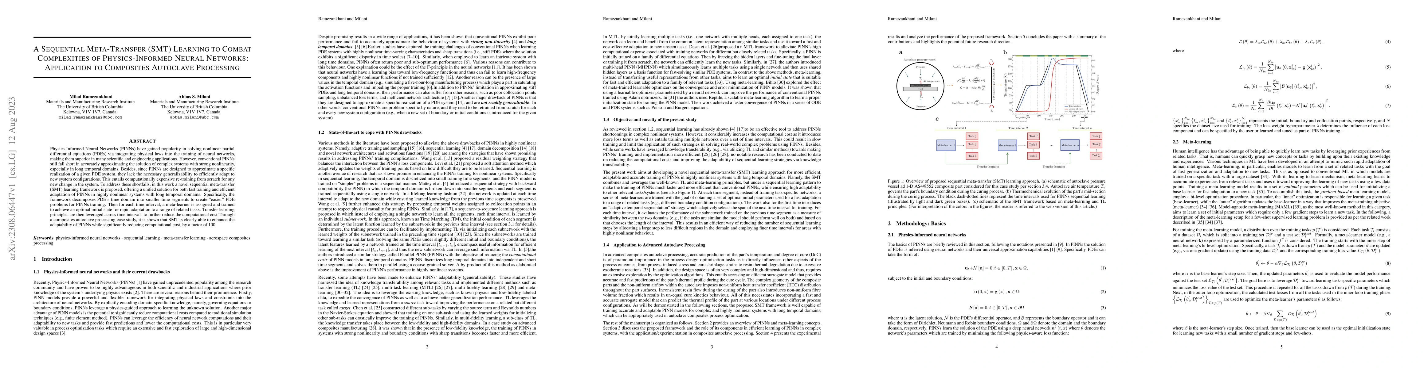 Thumbnail for A Sequential Meta-Transfer (SMT) Learning to Combat Complexities of
  Physics-Informed Neural Networks: Application to Composites Autoclave
  Processing