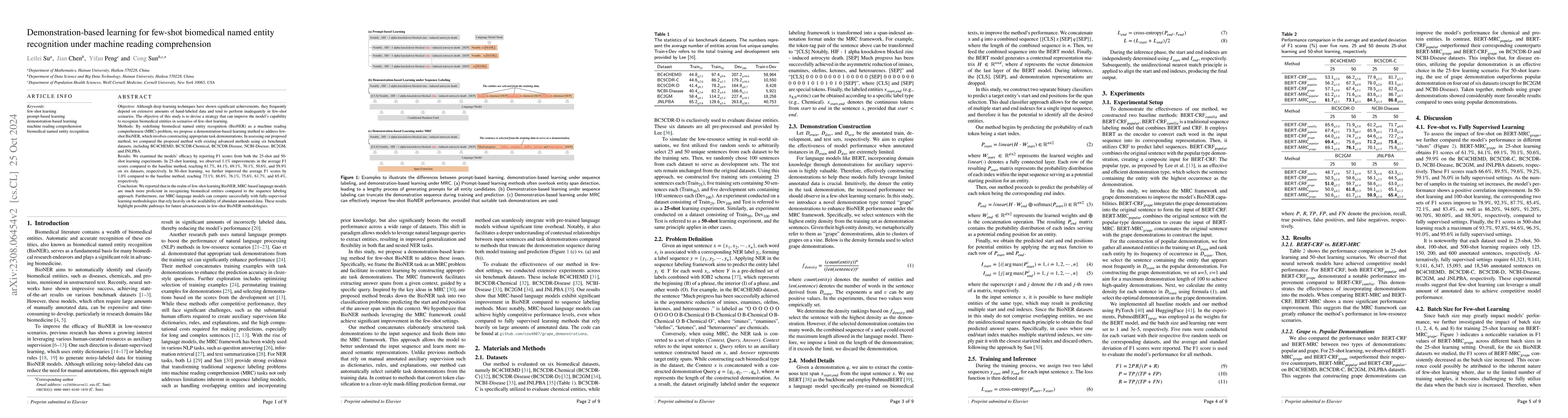 Thumbnail for Demonstration-based learning for few-shot biomedical named entity
  recognition under machine reading comprehension