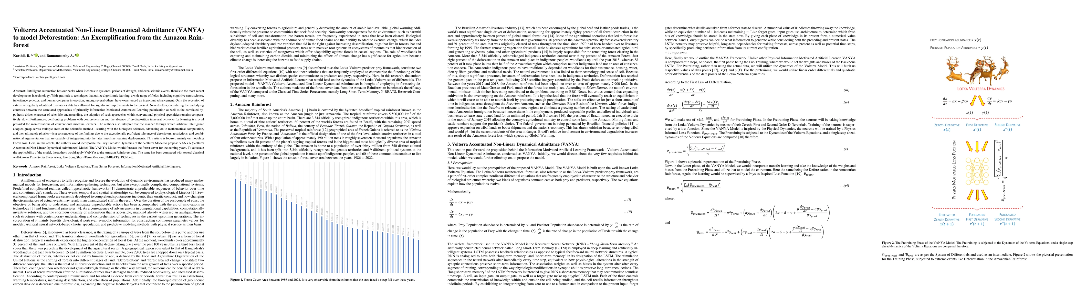Thumbnail for Volterra Accentuated Non-Linear Dynamical Admittance (VANYA) to model
  Deforestation: An Exemplification from the Amazon Rainforest