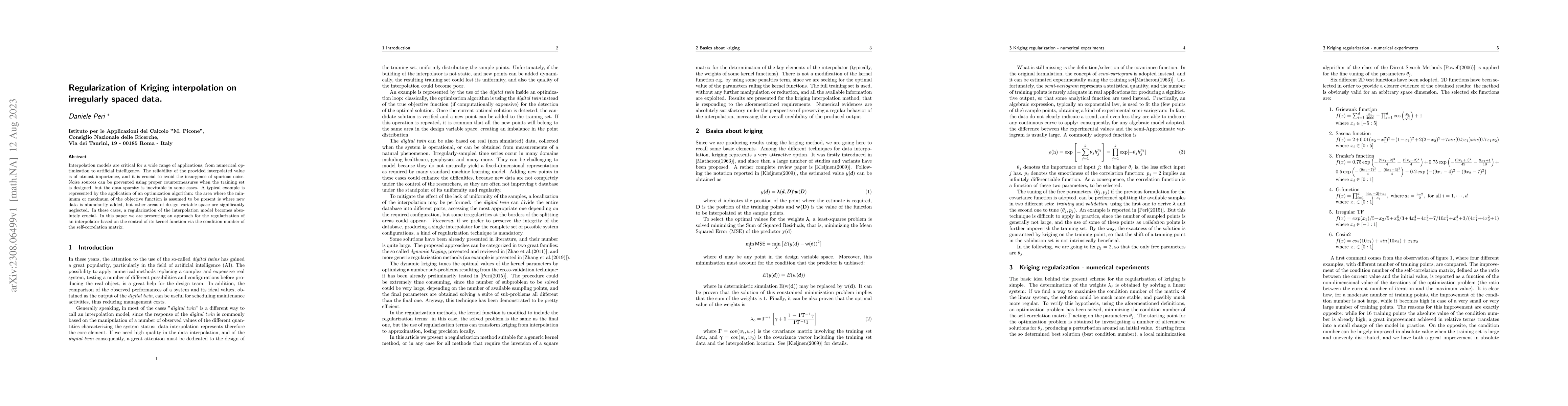 Thumbnail for Regularization of Kriging interpolation on irregularly spaced data
