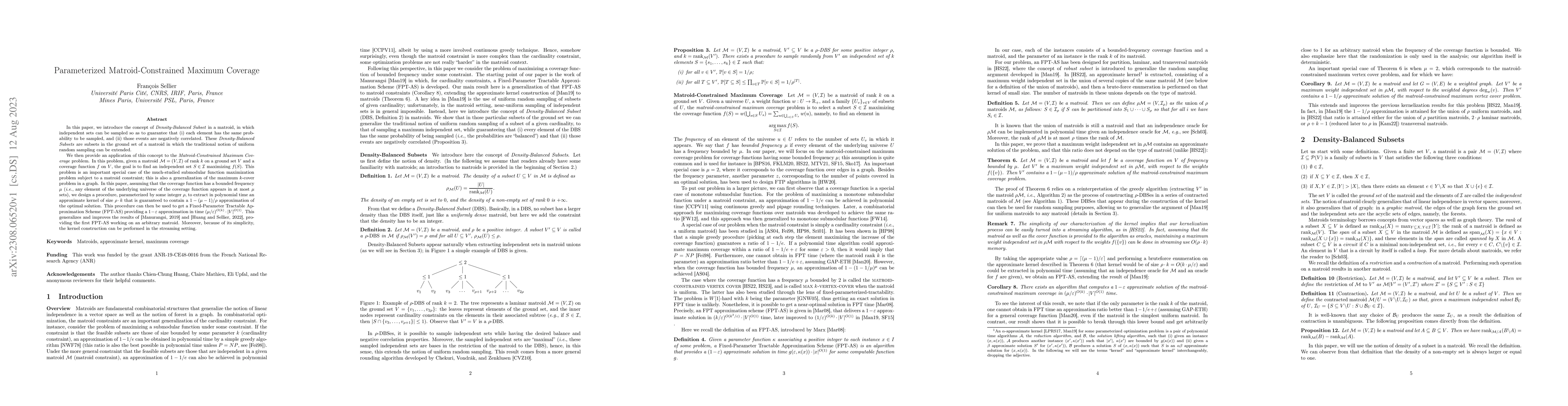 Thumbnail for Parameterized Matroid-Constrained Maximum Coverage